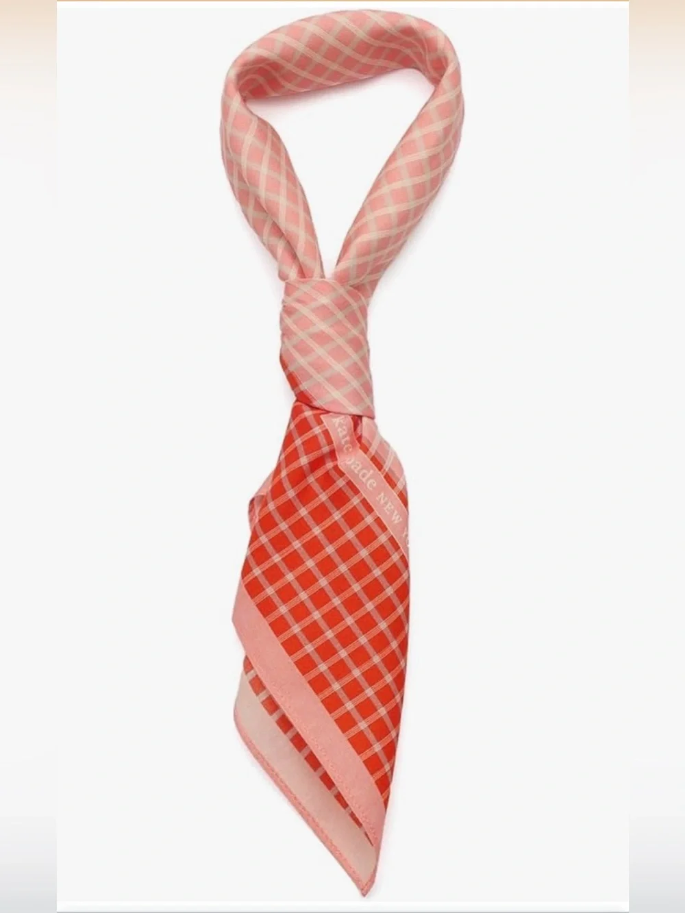 Kate Spade Petite Windowpane Block Bandana Scarf - Red and Pink